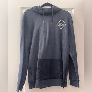 Hollister Dark blue Hoodie with white Accents and side zippers